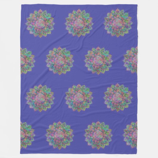 Couverture Polaire Fleur de la vie - Indien Mandala 7c (Devant)