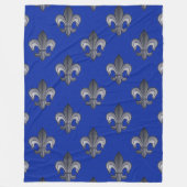 Couverture Polaire Fleur de lis Argent et Bleu (Devant)