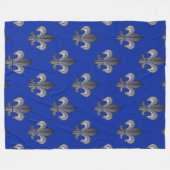 Couverture Polaire Fleur de lis Argent et Bleu (Devant (Horizontal))