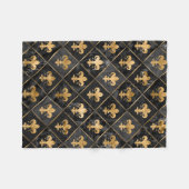 Couverture Polaire Fleur de lis motif Marbre noir et or (Devant (Horizontal))