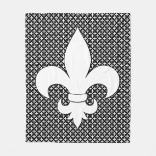 Couverture Polaire Fleur de Lis Motif noir et blanc
