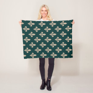 Couverture Polaire Fleur de Lis Motif, Royal French Creative on Green