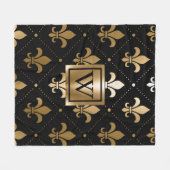 Couverture Polaire Fleur de lis noir et or (Devant (Horizontal))