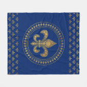 Couverture Polaire Fleur de lis - Or et Royal Blue (Devant (Horizontal))