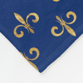 Couverture Polaire Fleur de lis - Or et Royal Blue (Coin)