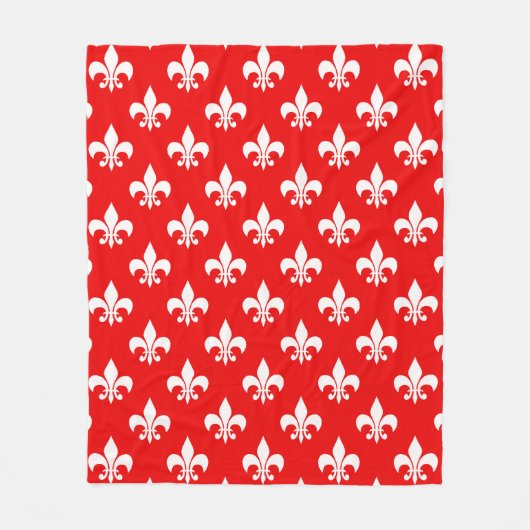 Couverture Polaire Fleur de lis rouge blanc (Devant)