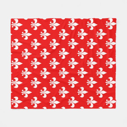 Couverture Polaire Fleur de lis rouge blanc (Devant (Horizontal))