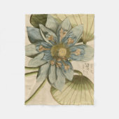 Couverture Polaire Fleur de Lotus Bleu sur Arrière - plan Tan avec éc (Devant)