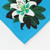 Couverture Polaire Fleur de lys blanche avec feuilles vert foncé (Coin)