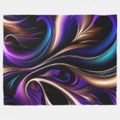 Couverture Polaire Fleur de minuit - Profond violet, Turquoise & Or A (Devant (Horizontal))