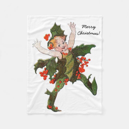 Couverture Polaire Fleur de Noël Holly mignonne enfant drôle Floral (Devant)
