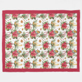 Couverture Polaire Fleur de Noël, oiseaux et bougies (Devant (Horizontal))