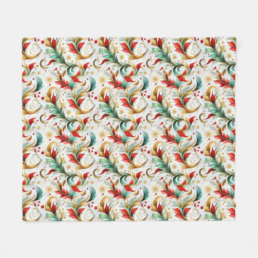 Couverture Polaire Fleur de Noël torride (Devant (Horizontal))