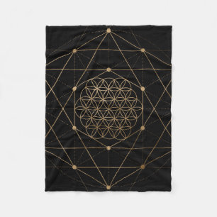 Couverture Polaire Fleur de noir et d'or de la vie