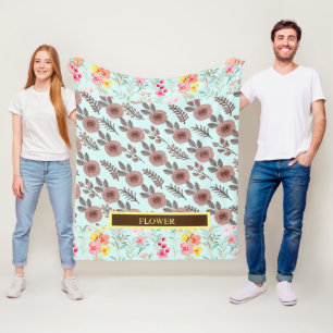 Couverture Polaire Fleur de Personnaliser d'aquarelle élégante