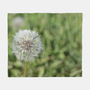 Couverture Polaire Fleur de pissenlit blanc sur herbe verte