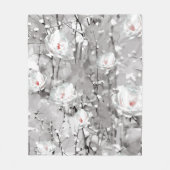 Couverture Polaire Fleur de rose blanche gris floral d'hiver (Devant)
