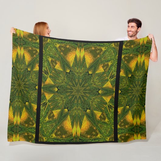 Couverture Polaire Fleur de soleil verte (En situation)