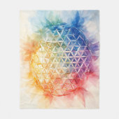 Couverture Polaire Fleur de vie - Peinture aquarelle (Devant)