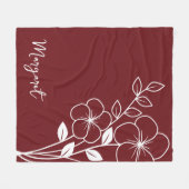 Couverture Polaire Fleur du mois de naissance, Février Maroon Nom du (Devant (Horizontal))