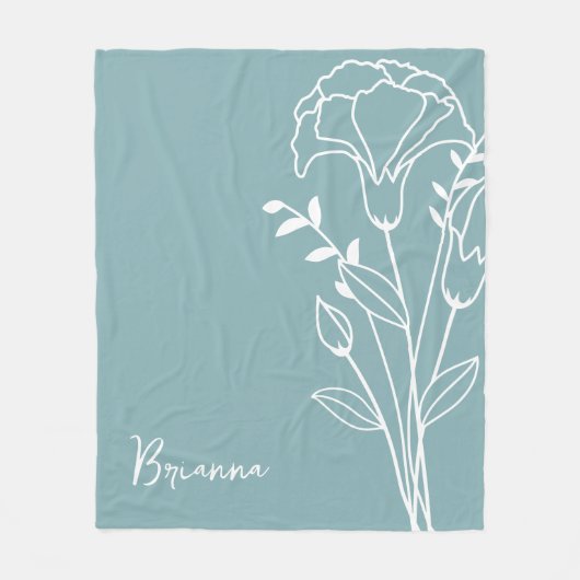 Couverture Polaire Fleur du mois de naissance, Janvier Blue Calligrap (Devant)