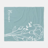 Couverture Polaire Fleur du mois de naissance, Janvier Blue Calligrap (Devant (Horizontal))