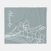 Couverture Polaire Fleur du mois de naissance, mars Nom de la calligr (Devant (Horizontal))