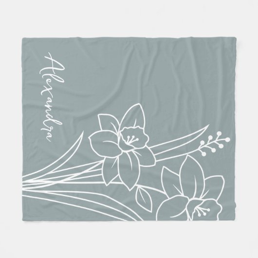 Couverture Polaire Fleur du mois de naissance, mars Nom de la calligr (Devant (Horizontal))