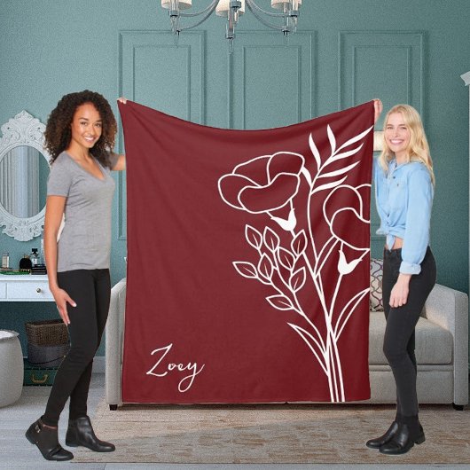 Couverture Polaire Fleur du mois de naissance, septembre Nom de calli