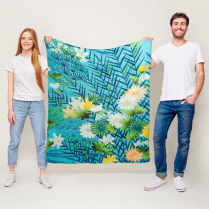 Couverture Polaire Fleur et feuille, design japonais