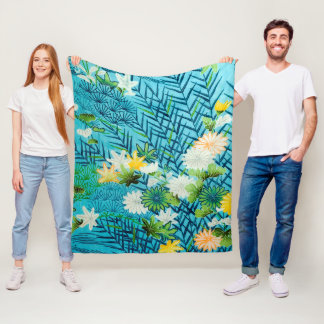 Couverture Polaire Fleur et feuille, design japonais