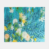 Couverture Polaire Fleur et feuille, design japonais (Devant (Horizontal))