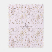 Couverture Polaire Fleur et Feuilles Brown d'hiver monogramme (Devant)