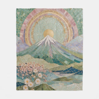 Couverture Polaire Fleur éthérée : Volcan Mosaïque Pastel au Printemp