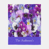 Couverture Polaire Fleur florale bleu violet blanc personnalisé (Devant)