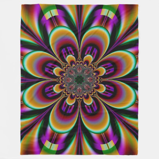 Couverture Polaire Fleur fractale de Rêve Violet (Devant)