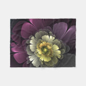 Couverture Polaire Fleur fractale grise et pourpre moderne abstraite (Devant (Horizontal))