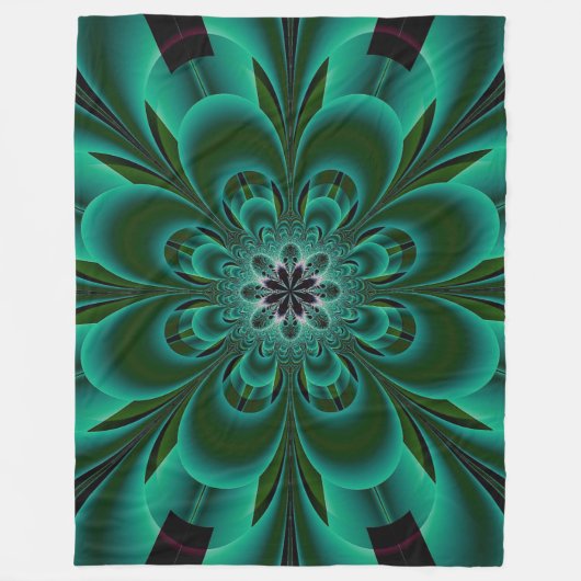 Couverture Polaire Fleur fractée vert émeraude (Devant)