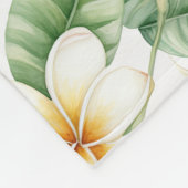 Couverture Polaire Fleur Frangipani Blanc Tropical (Coin)