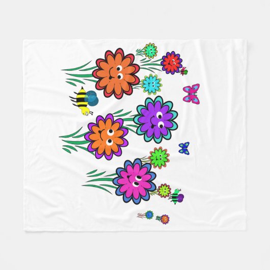 Couverture Polaire Fleur heureuse d'enfants (Devant (Horizontal))