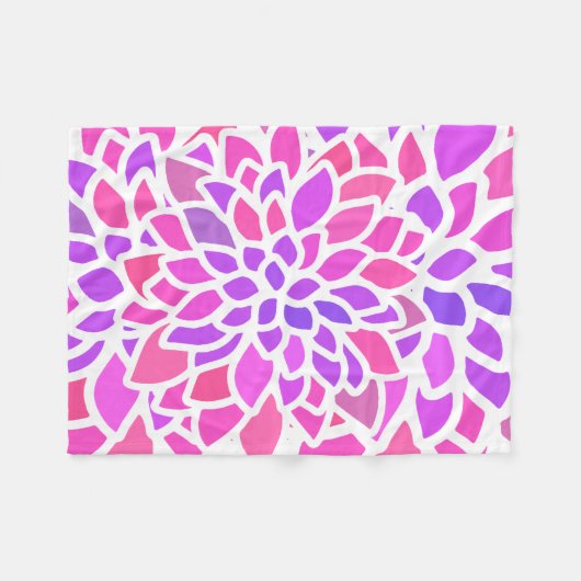 Couverture Polaire Fleur Hippie rose Rétro Moderne (Devant (Horizontal))