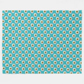 Couverture Polaire Fleur imprimé marguerite sur turquoise (Devant (Horizontal))