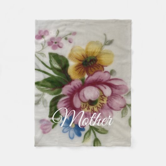 Couverture Polaire Fleur Inspirée de la Porcelaine (Devant)