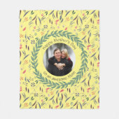 Couverture Polaire Fleur Jaune MOM AWESOME avec PHOTO Fête des Mères (Devant)