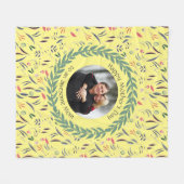 Couverture Polaire Fleur Jaune MOM AWESOME avec PHOTO Fête des Mères (Devant (Horizontal))