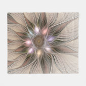 Couverture Polaire Fleur joyeuse abstraite beige marron floral fracta (Devant (Horizontal))