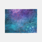 Couverture Polaire Fleur Lotus Élégante Turquoise et Verte (Devant (Horizontal))