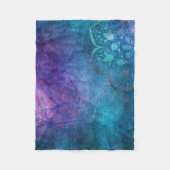 Couverture Polaire Fleur Lotus Élégante Turquoise et Verte (Devant)