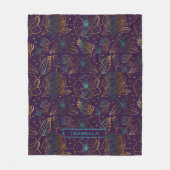 Couverture Polaire Fleur motif floral violet nom personnalisé (Devant)