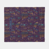 Couverture Polaire Fleur motif floral violet nom personnalisé (Devant (Horizontal))